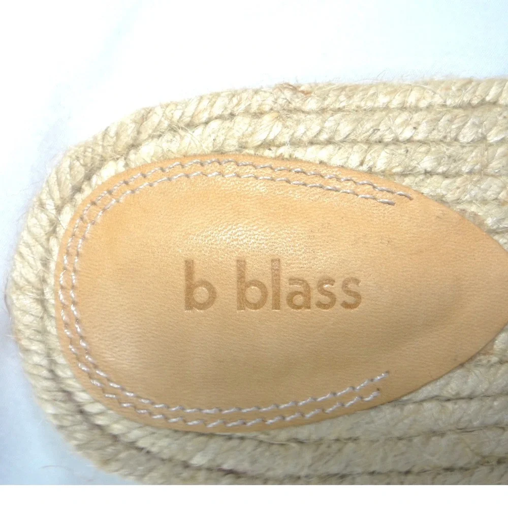 B Blass‎ Womens Blue Frayed Bow Espadrille Slide Sandals Flat Jute Size 7.5M 38